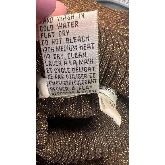 Joseph A Womens Brown Gold Vintage Ribbed Knit Mock Neck Pullover Sweater Medium - Picture 7 of 12